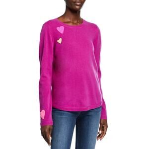 Lisa Todd Electric Feel Fuchsia Heart Intarsia 100% Cashmere Sweater 3x